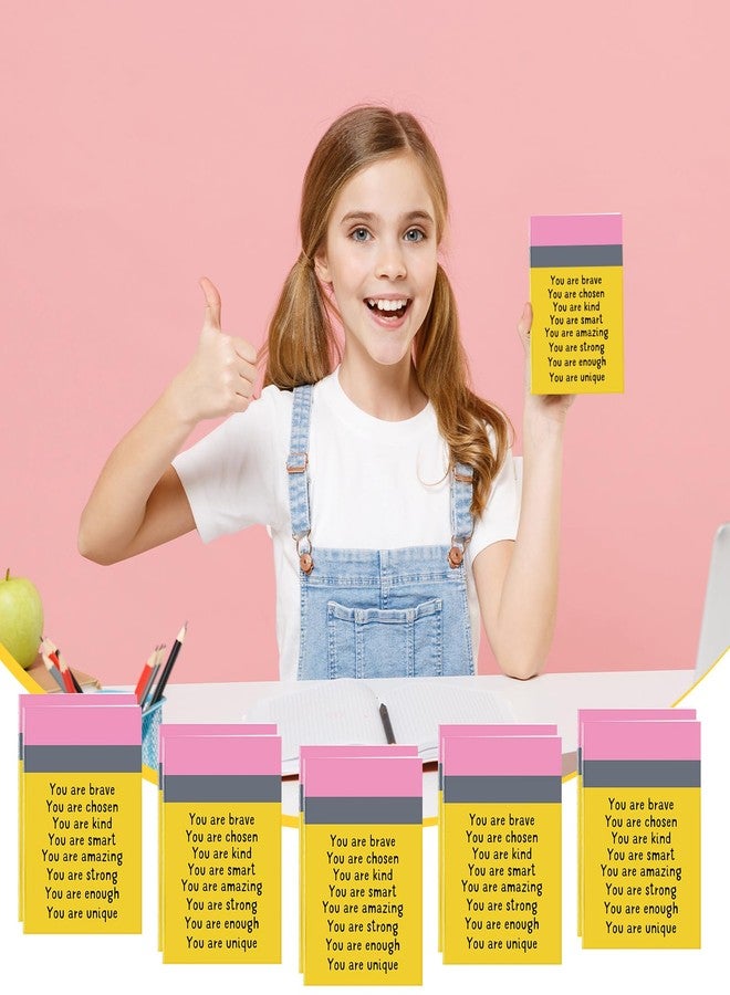 Spakon 24 Pcs Valentines Gifts for Students Mini Inspirational Notebooks Back to School Gift Small Journal Pocket Mini Positive Affirmation Motivational Notepad for Teacher School Employee (Yellow) - Image 5